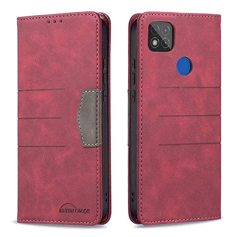 Custodia Portafoglio In Pelle Cover con Supporto B02F per Xiaomi POCO C3 Rosso