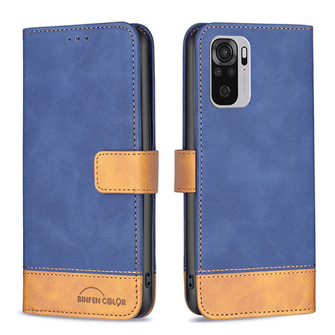 Custodia Portafoglio In Pelle Cover con Supporto B02F per Xiaomi Poco M5S Blu