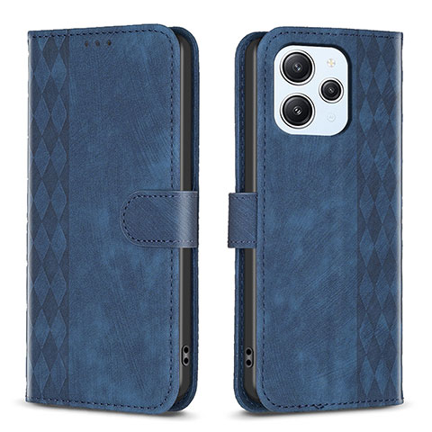 Custodia Portafoglio In Pelle Cover con Supporto B02F per Xiaomi Redmi 12 4G Blu