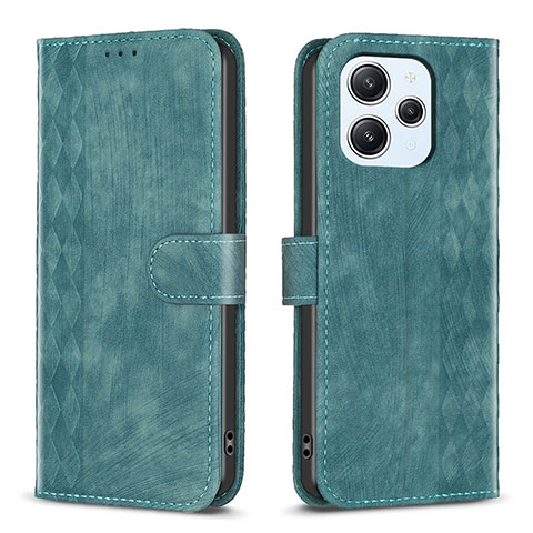 Custodia Portafoglio In Pelle Cover con Supporto B02F per Xiaomi Redmi 12 4G Verde