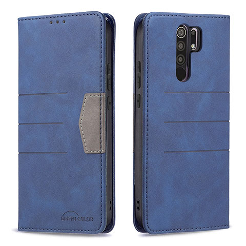 Custodia Portafoglio In Pelle Cover con Supporto B02F per Xiaomi Redmi 9 Blu