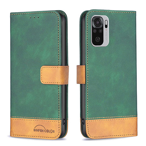 Custodia Portafoglio In Pelle Cover con Supporto B02F per Xiaomi Redmi Note 10 4G Verde