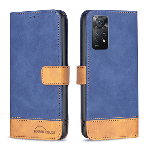 Custodia Portafoglio In Pelle Cover con Supporto B02F per Xiaomi Redmi Note 11 Pro 5G Blu