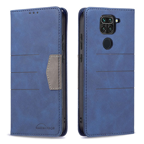 Custodia Portafoglio In Pelle Cover con Supporto B02F per Xiaomi Redmi Note 9 Blu