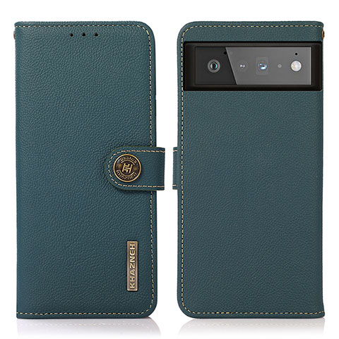 Custodia Portafoglio In Pelle Cover con Supporto B02H per Google Pixel 6 5G Verde