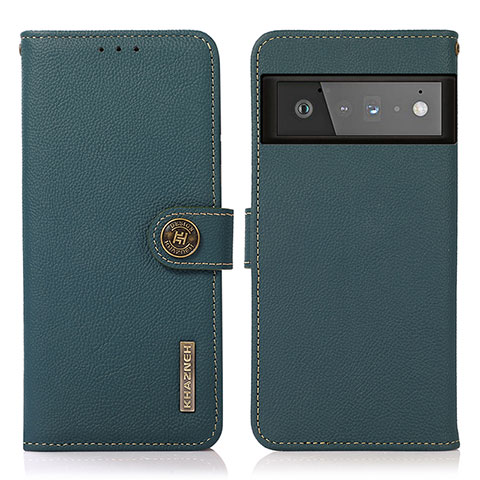 Custodia Portafoglio In Pelle Cover con Supporto B02H per Google Pixel 6 Pro 5G Verde