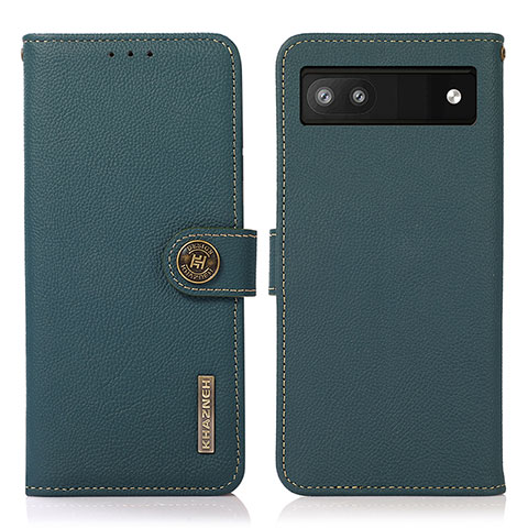 Custodia Portafoglio In Pelle Cover con Supporto B02H per Google Pixel 6a 5G Verde