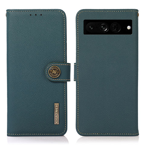 Custodia Portafoglio In Pelle Cover con Supporto B02H per Google Pixel 7 Pro 5G Verde