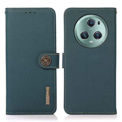 Custodia Portafoglio In Pelle Cover con Supporto B02H per Huawei Honor Magic5 Pro 5G Verde