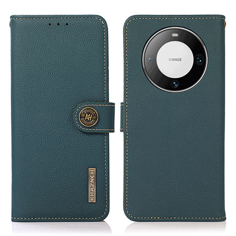 Custodia Portafoglio In Pelle Cover con Supporto B02H per Huawei Mate 60 Pro+ Plus Verde