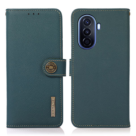 Custodia Portafoglio In Pelle Cover con Supporto B02H per Huawei Nova Y71 Verde