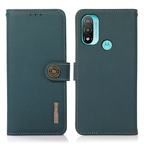 Custodia Portafoglio In Pelle Cover con Supporto B02H per Motorola Moto E20 Verde