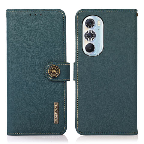 Custodia Portafoglio In Pelle Cover con Supporto B02H per Motorola Moto Edge Plus (2022) 5G Verde