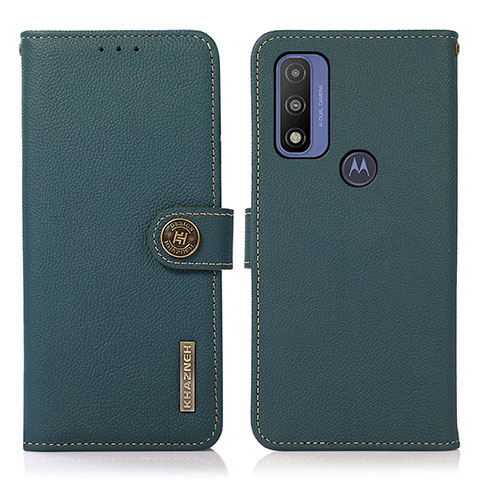 Custodia Portafoglio In Pelle Cover con Supporto B02H per Motorola Moto G Pure Verde