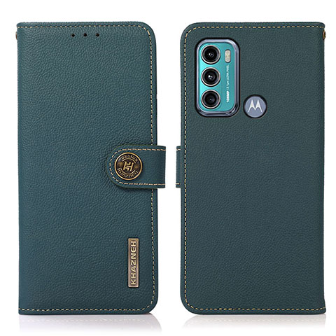 Custodia Portafoglio In Pelle Cover con Supporto B02H per Motorola Moto G40 Fusion Verde