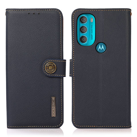 Custodia Portafoglio In Pelle Cover con Supporto B02H per Motorola Moto G71 5G Blu