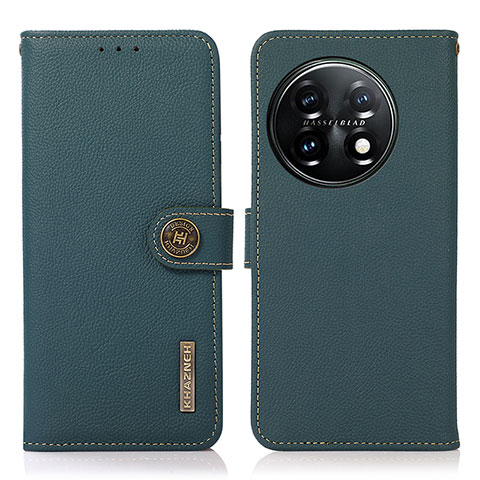 Custodia Portafoglio In Pelle Cover con Supporto B02H per OnePlus 11 5G Verde