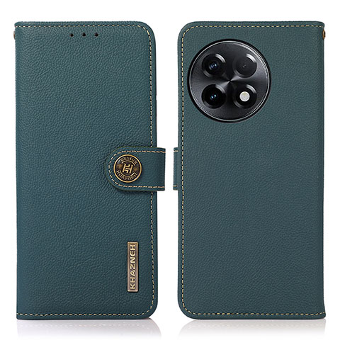 Custodia Portafoglio In Pelle Cover con Supporto B02H per OnePlus 11R 5G Verde