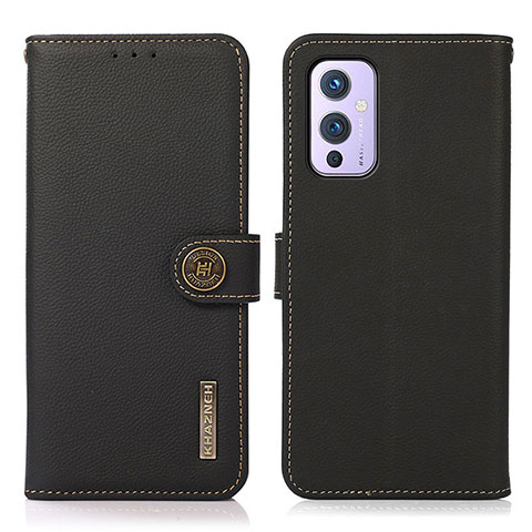 Custodia Portafoglio In Pelle Cover con Supporto B02H per OnePlus 9 5G Nero