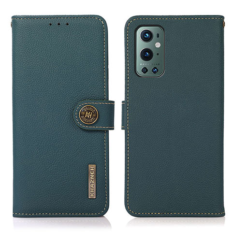 Custodia Portafoglio In Pelle Cover con Supporto B02H per OnePlus 9 Pro 5G Verde