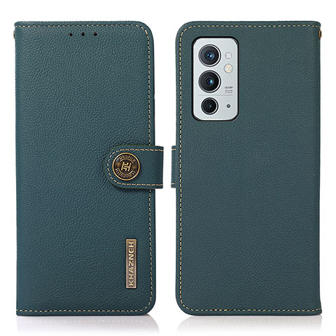 Custodia Portafoglio In Pelle Cover con Supporto B02H per OnePlus 9RT 5G Verde