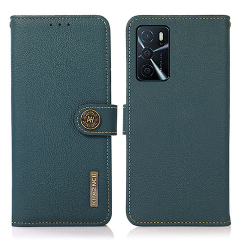 Custodia Portafoglio In Pelle Cover con Supporto B02H per Oppo A16 Verde