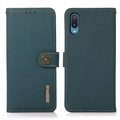 Custodia Portafoglio In Pelle Cover con Supporto B02H per Samsung Galaxy A02 Verde