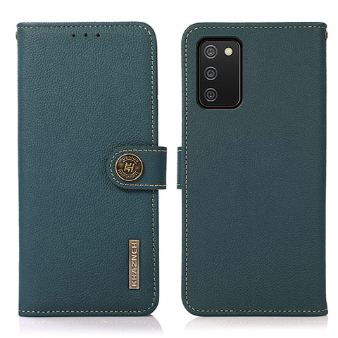 Custodia Portafoglio In Pelle Cover con Supporto B02H per Samsung Galaxy A03s Verde