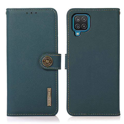 Custodia Portafoglio In Pelle Cover con Supporto B02H per Samsung Galaxy F12 Verde