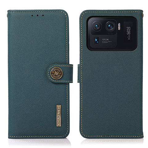 Custodia Portafoglio In Pelle Cover con Supporto B02H per Xiaomi Mi 11 Ultra 5G Verde