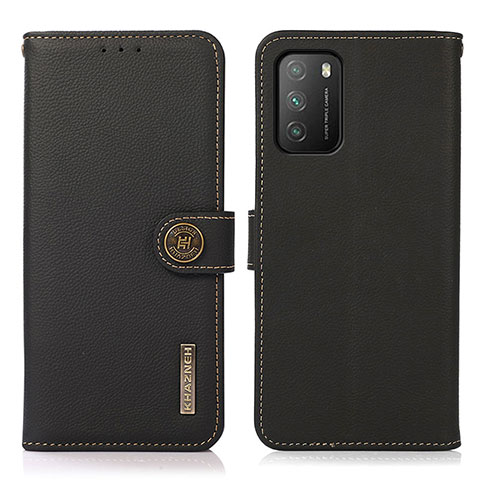 Custodia Portafoglio In Pelle Cover con Supporto B02H per Xiaomi Poco M3 Nero