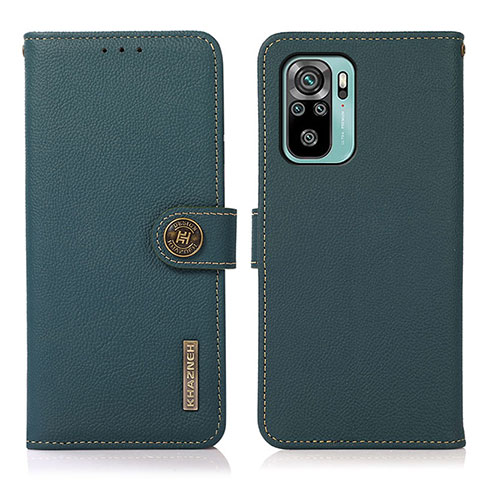 Custodia Portafoglio In Pelle Cover con Supporto B02H per Xiaomi Poco M5S Verde