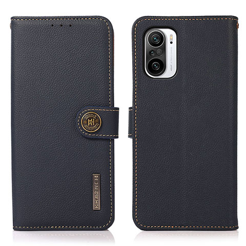 Custodia Portafoglio In Pelle Cover con Supporto B02H per Xiaomi Redmi K40 Pro+ Plus 5G Blu