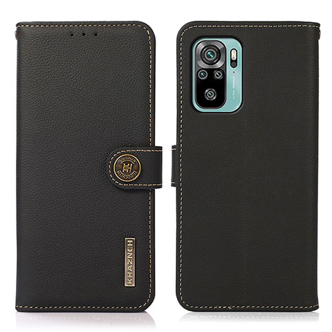 Custodia Portafoglio In Pelle Cover con Supporto B02H per Xiaomi Redmi Note 10 4G Nero