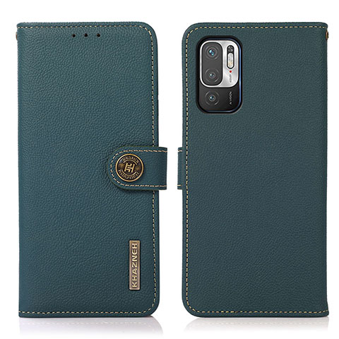 Custodia Portafoglio In Pelle Cover con Supporto B02H per Xiaomi Redmi Note 10 5G Verde