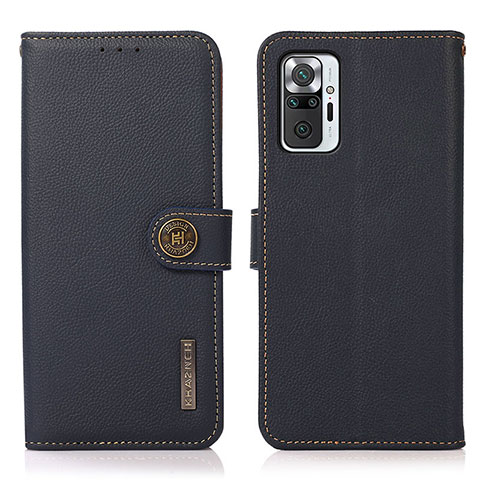 Custodia Portafoglio In Pelle Cover con Supporto B02H per Xiaomi Redmi Note 10 Pro 4G Blu