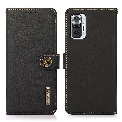 Custodia Portafoglio In Pelle Cover con Supporto B02H per Xiaomi Redmi Note 10 Pro 4G Nero