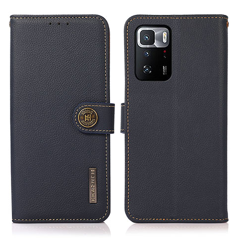 Custodia Portafoglio In Pelle Cover con Supporto B02H per Xiaomi Redmi Note 10 Pro 5G Blu