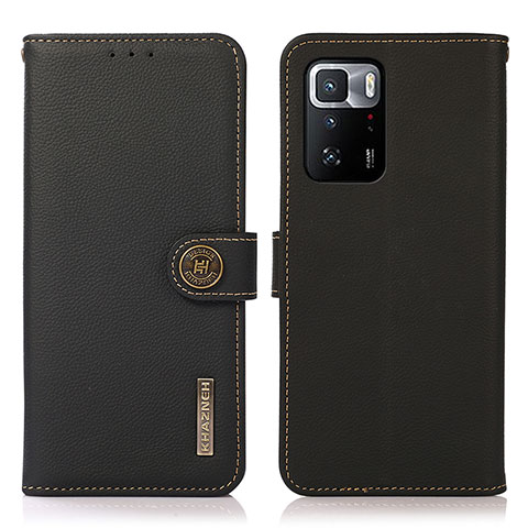 Custodia Portafoglio In Pelle Cover con Supporto B02H per Xiaomi Redmi Note 10 Pro 5G Nero