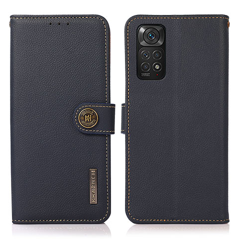 Custodia Portafoglio In Pelle Cover con Supporto B02H per Xiaomi Redmi Note 11 4G (2022) Blu