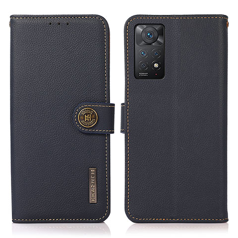 Custodia Portafoglio In Pelle Cover con Supporto B02H per Xiaomi Redmi Note 11 Pro 4G Blu