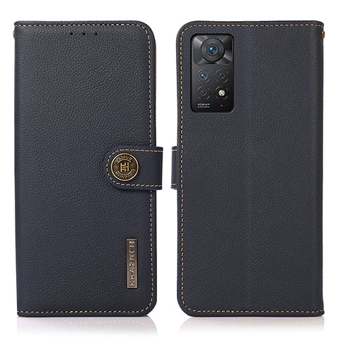 Custodia Portafoglio In Pelle Cover con Supporto B02H per Xiaomi Redmi Note 11 Pro 5G Blu