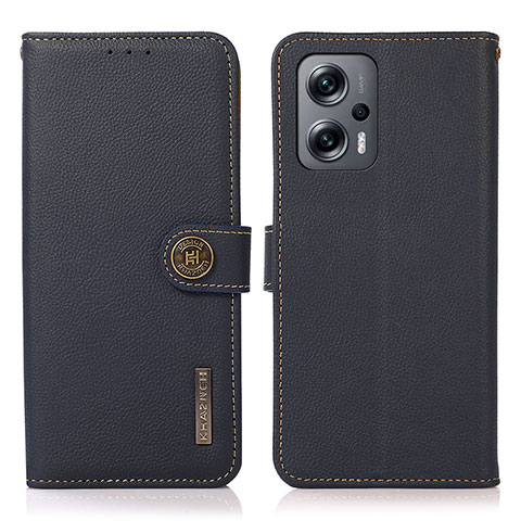 Custodia Portafoglio In Pelle Cover con Supporto B02H per Xiaomi Redmi Note 11T Pro 5G Blu