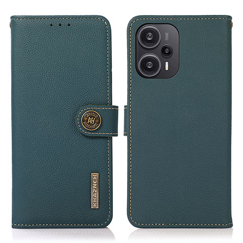 Custodia Portafoglio In Pelle Cover con Supporto B02H per Xiaomi Redmi Note 12 Turbo 5G Verde