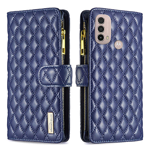 Custodia Portafoglio In Pelle Cover con Supporto B03F per Motorola Moto E30 Blu