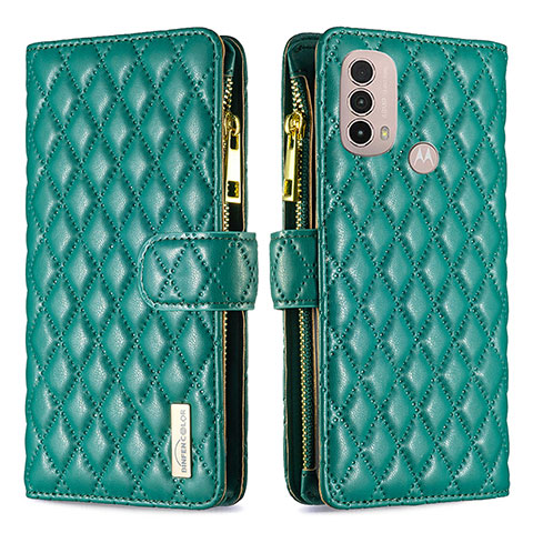 Custodia Portafoglio In Pelle Cover con Supporto B03F per Motorola Moto E40 Verde