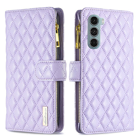 Custodia Portafoglio In Pelle Cover con Supporto B03F per Motorola Moto Edge S30 5G Viola