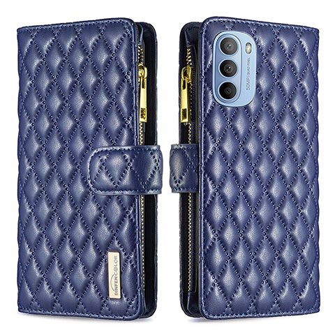 Custodia Portafoglio In Pelle Cover con Supporto B03F per Motorola Moto G31 Blu