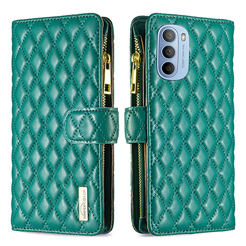 Custodia Portafoglio In Pelle Cover con Supporto B03F per Motorola Moto G41 Verde