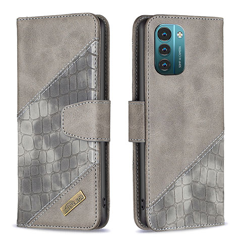 Custodia Portafoglio In Pelle Cover con Supporto B03F per Nokia G21 Grigio Scuro